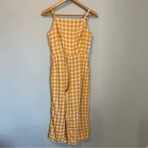 Old Navy Yellow and White Checkered Jumpsuit